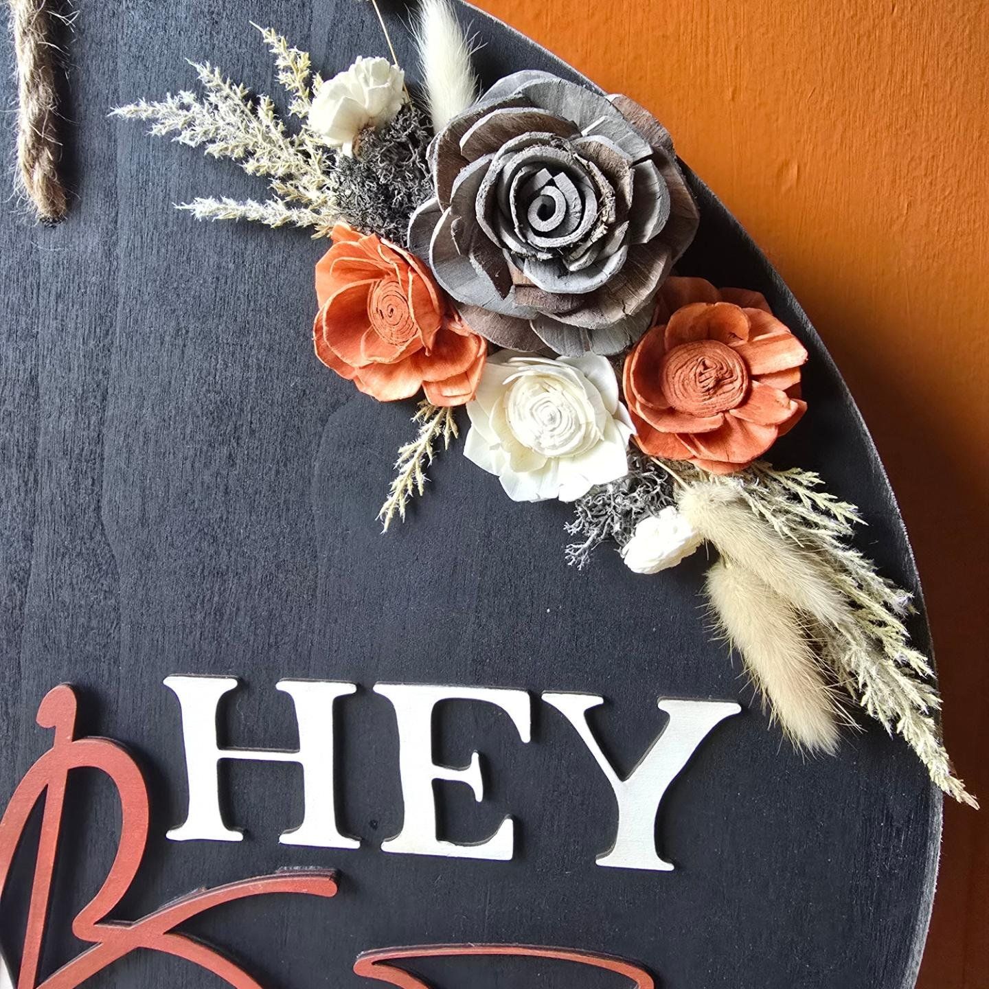 Boho inspirded Hey Boo specialty sign