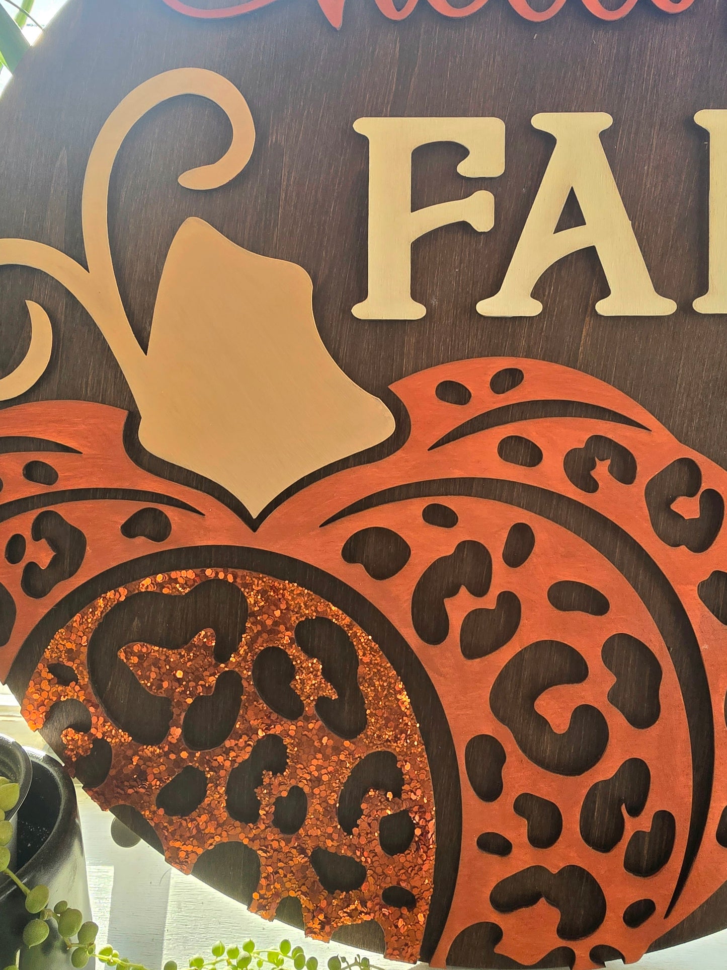 Hello Fall Glitter Pumpkin Specialty Sign