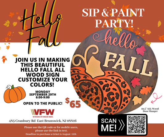 VFW "Hello Fall" – Wood Door Hanger Paint party ticket