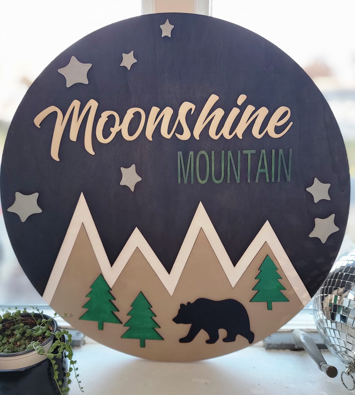 Custom Moonshine Mountain sign