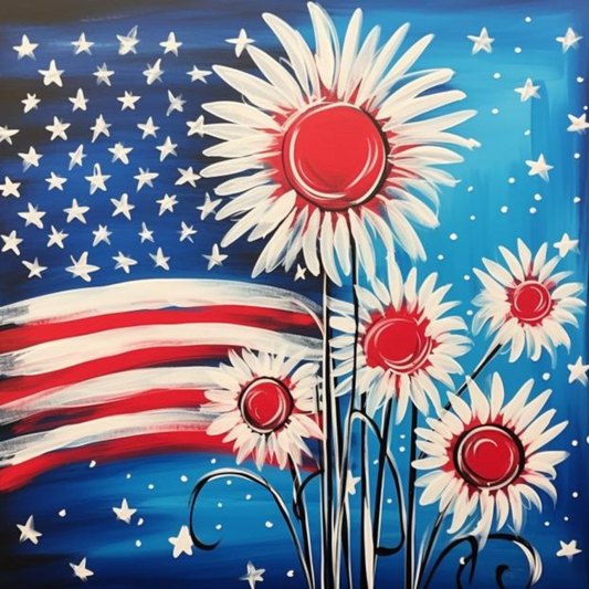 American Flag With Flowers