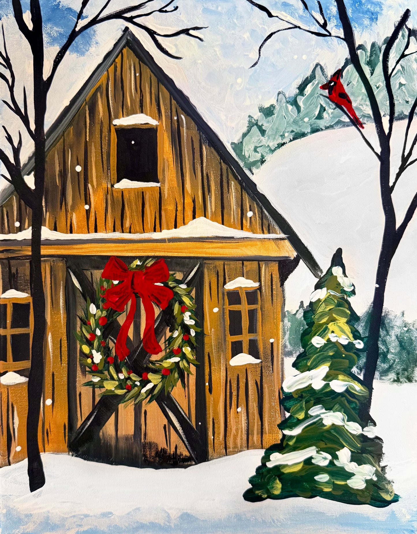Winter Cabin Canvas Paint Kit