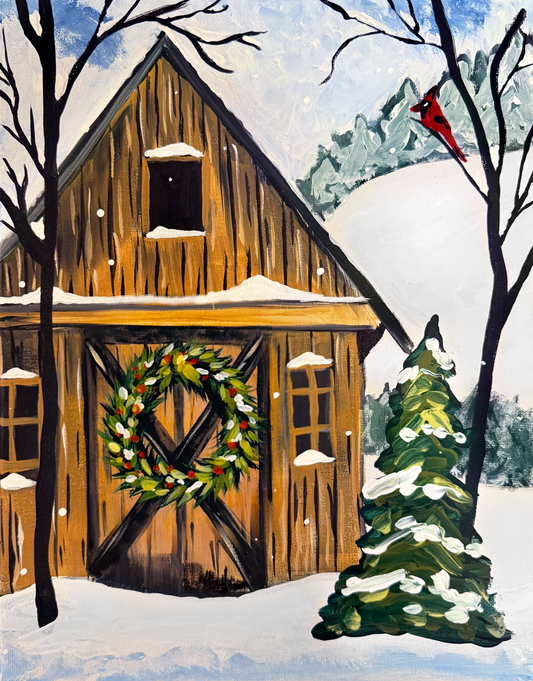 Winter Cabin Canvas Paint Kit