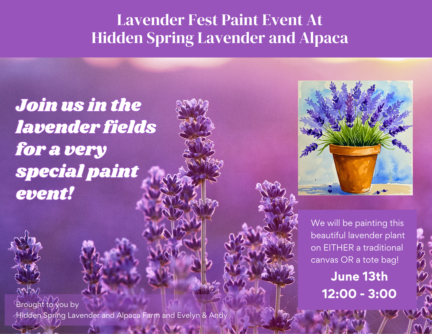 Lavender Fest Paint Event at Hidden Spring Lavender and Alpaca