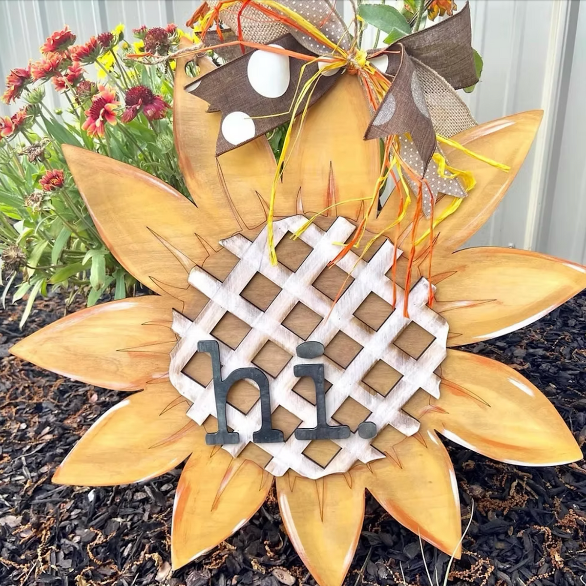 Wooden Fall Pumpkin or Sunflower Door Hanger a Painting With The Alpacas Event