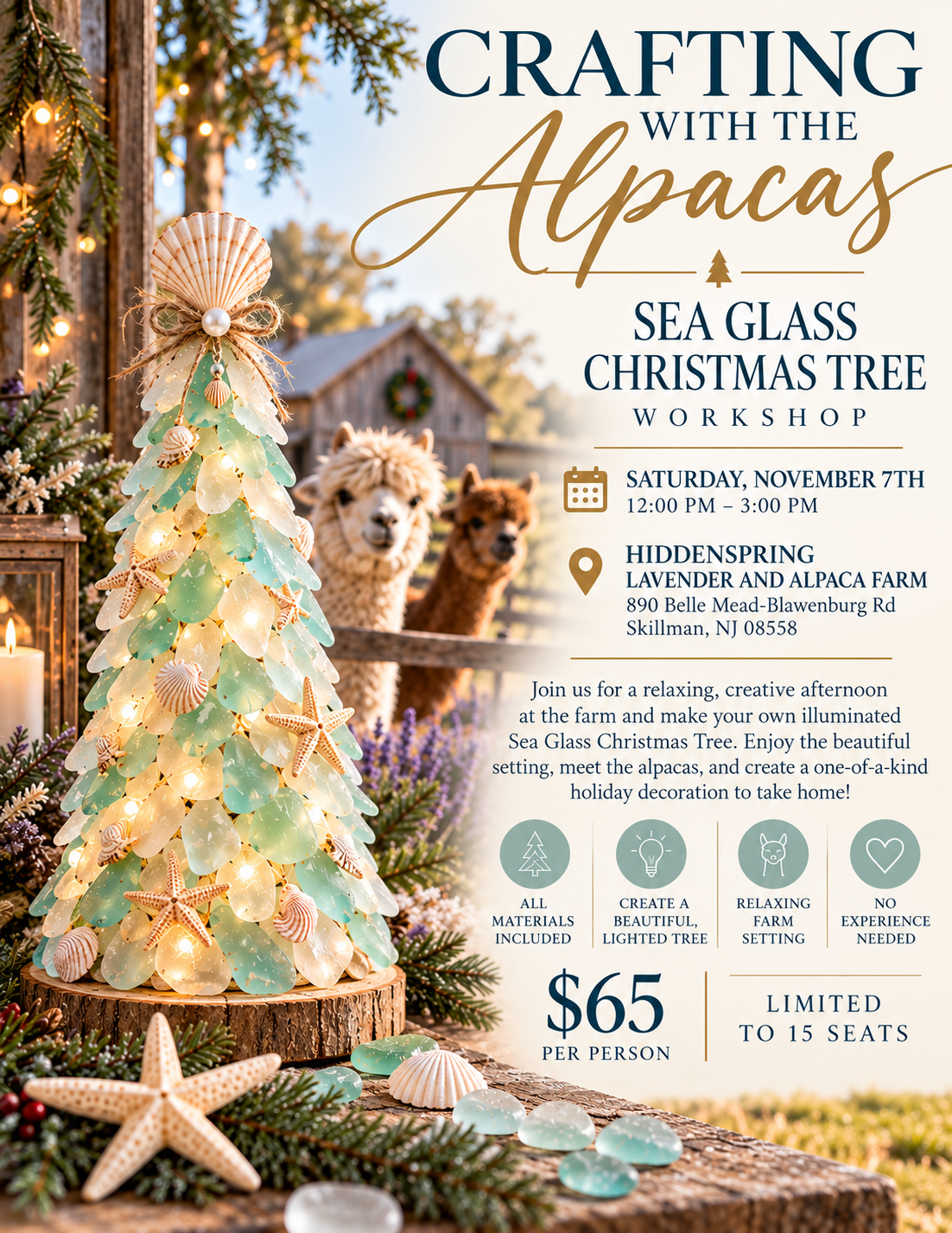 Crafting with the Alpacas: Sea Glass Christmas Tree Workshop