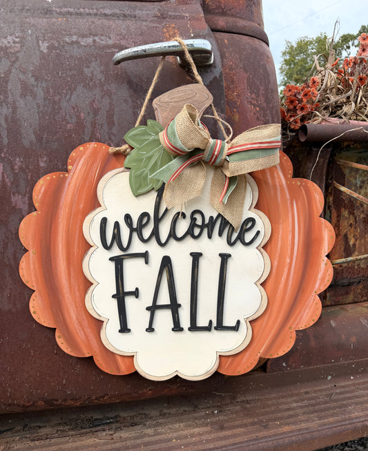 Wooden Fall Pumpkin Door Hanger a Painting With The Alpacas Event