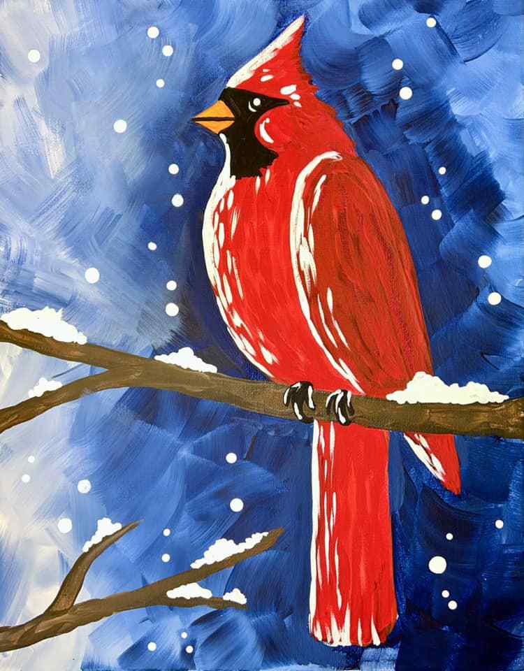 Winter Cardinal Canvas Art Kit