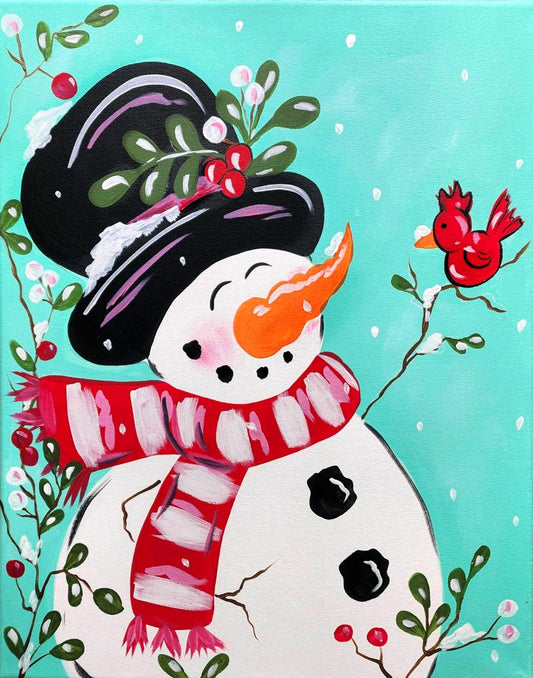 Snowman and Cardinal Canvas Art Kit